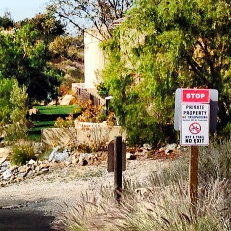 Private property - no bikes.  I mean really, no bikes, we mean it.  