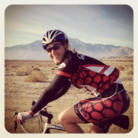 Candace is all smiles now that the horrific first 1/6 of the ride was over.