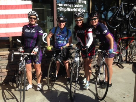 Ellen, Suzanne, Judy and Christa celebrate finishing the ride.