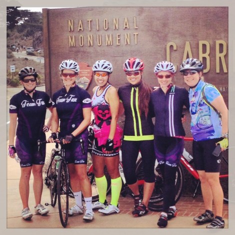 Jill, Heather, Tina, Kim, Lauren and Suzanne at the Cabrillo sign.