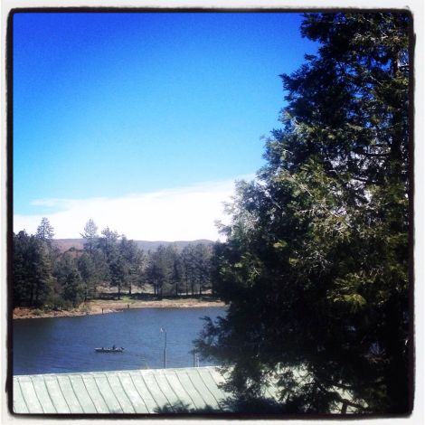 View onto Lake Cuyamaca from the restaurant deck