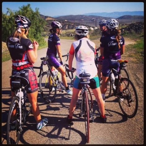 Judy, Tammy, Keely, Candace and Heather enjoy a snack after the first 20 miles and ~2000 ft.