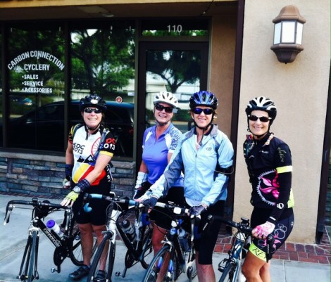 Suzanne, Gwen, Lynn, and Teresa in front of Carbon Connection.