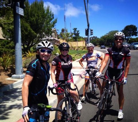 Heather K, Jill, Sumi, and Me (Heather Bru) on Mt. Soledad on a fine spring day.