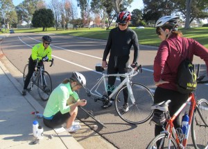 Brielle changed her own flat while a few of us cheered on.