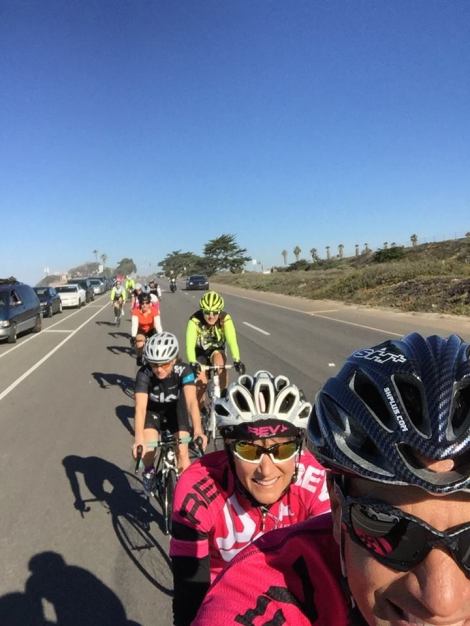A group cruising down the coast with the REV tandem leading.