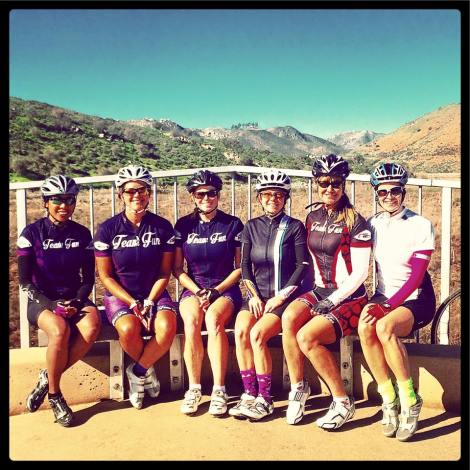 Janice, Heather, Jill, Lauran, Judy and Vivienne at Lake Hodges bridge