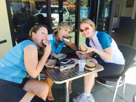 Laura, Marian, and Brielle enjoying their ice cream sandwiches