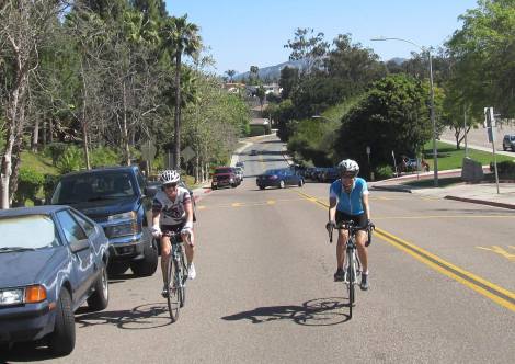 Fern and Jennifer on Matinal, one of our byways streets through Rancho Bernardo