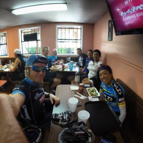 Jason, Janice, and the rest of the crew enjoy tacos following the climb.