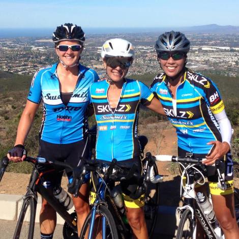 Heather B, Melina and Janice with Double Peak view